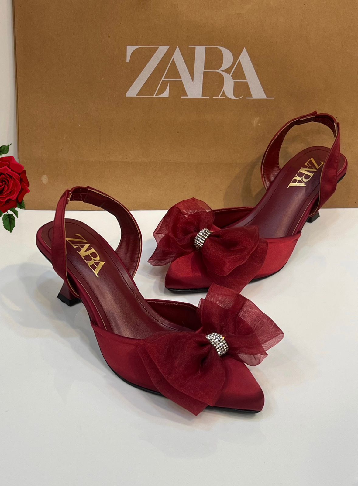 Velona Bow Tissue Heel (Maroon)